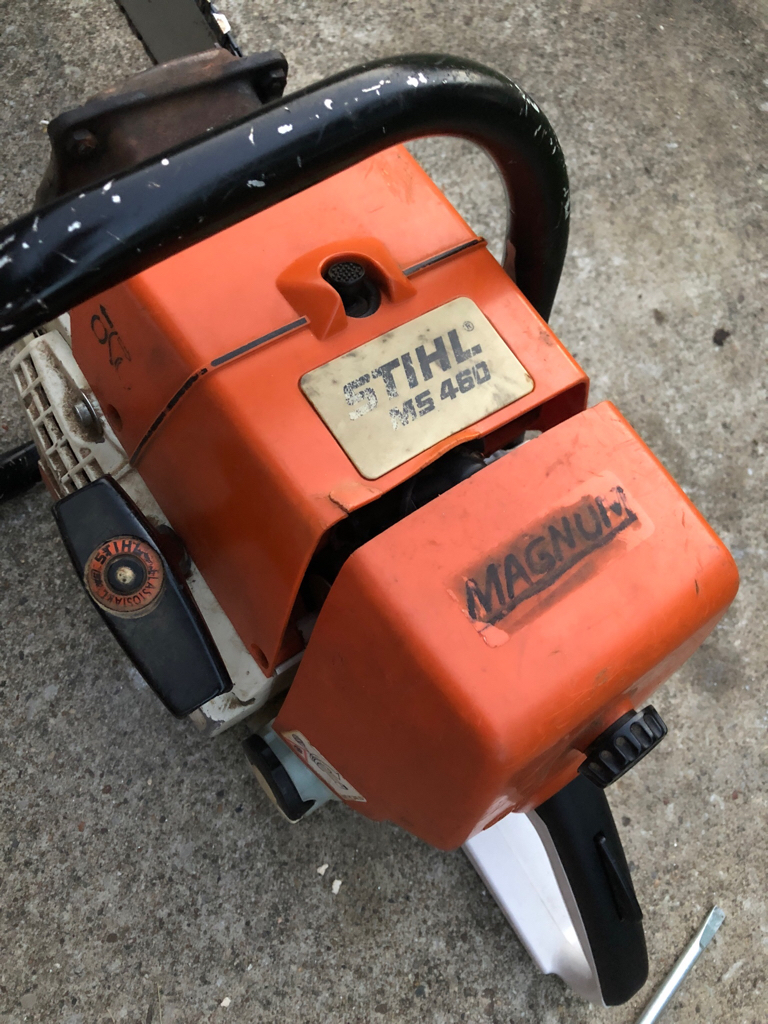 where is the serial number on a stihl chainsaw